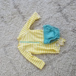 Primary.com Rash guard and swim trunks 6-12 Month